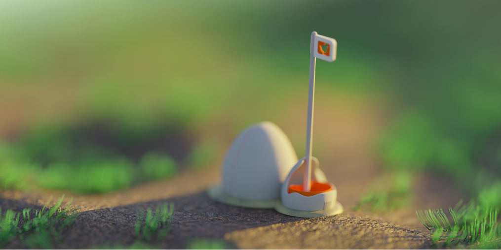 3D render of Ducky's home in an outdoor environment